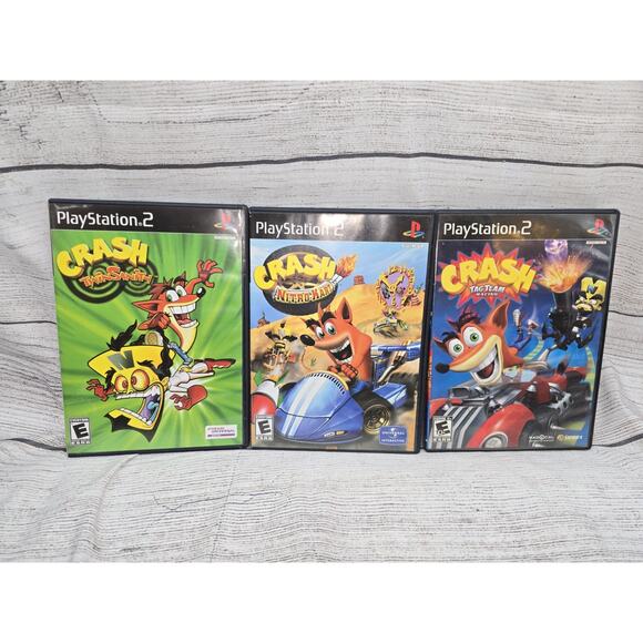Lot Of 3 PS2 Crash Bandicoot: Tag Team, TwinSanity, Nitro Kart